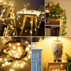 16.4 ft. 2.5-Watt Equivalence 40-Lights Globe LED Decorative Fairy String Light Battery Powered in Warm White (2-Pack) by YANSUN -YANSUN Shop white yansun string lights h dd002m2r24usb fa 1000