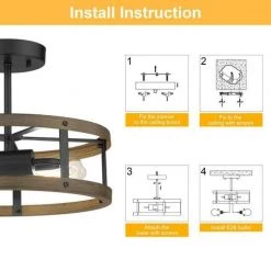 14.96 in. 2-Light Imitation Wood Grain Bilateral Semi-Flush Mount by YANSUN -YANSUN Shop wood grain yansun flush mount lights h cl013 44 1000