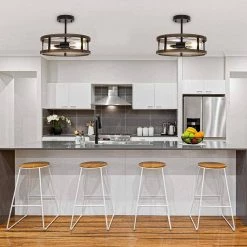 14.96 in. 2-Light Imitation Wood Grain Bilateral Semi-Flush Mount by YANSUN -YANSUN Shop wood grain yansun flush mount lights h cl013 76 1000