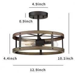 14.96 in. 2-Light Imitation Wood Grain Bilateral Semi-Flush Mount by YANSUN -YANSUN Shop wood grain yansun flush mount lights h cl013 c3 1000