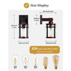 12.8 in. 1-Light Wood Grain Wall Sconce with Clear Glass Shade by YANSUN -YANSUN Shop wood grain yansun wall sconces h wl036 1f 1000