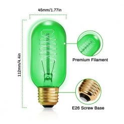 40-Watt Equivalent T45 Green Dimmable E26 Vintage Edison Incandescent-Light Bulb for Halloween Christmas (8-Pack) by YANSUN -YANSUN Shop yansun colored light bulbs h ws001rw40e26g 8 4f 1000