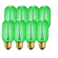 40-Watt Equivalent T45 Green Dimmable E26 Vintage Edison Incandescent-Light Bulb for Halloween Christmas (8-Pack) by YANSUN