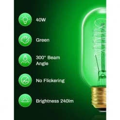 40-Watt Equivalent T45 Green Dimmable E26 Vintage Edison Incandescent-Light Bulb for Halloween Christmas (8-Pack) by YANSUN -YANSUN Shop yansun colored light bulbs h ws001rw40e26g 8 c3 1000