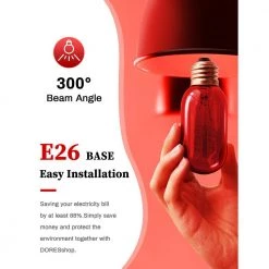 40-Watt Equivalent T45 Red Dimmable E26 Vintage Edison Incandescent-Light Bulb for Halloween Christmas (8-Pack) by YANSUN -YANSUN Shop yansun colored light bulbs h ws001rw40e26r 8 1f 1000