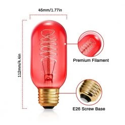 40-Watt Equivalent T45 Red Dimmable E26 Vintage Edison Incandescent-Light Bulb for Halloween Christmas (8-Pack) by YANSUN -YANSUN Shop yansun colored light bulbs h ws001rw40e26r 8 4f 1000