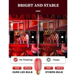 40-Watt Equivalent T45 Red Dimmable E26 Vintage Edison Incandescent-Light Bulb for Halloween Christmas (8-Pack) by YANSUN -YANSUN Shop yansun colored light bulbs h ws001rw40e26r 8 fa 1000