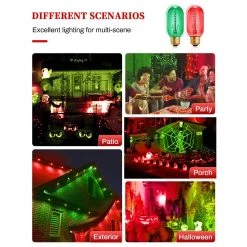 40-Watt Equivalent T45 Red & Green Dimmable E26 Vintage Edison Incandescent-Light Bulb for Halloween Christmas (4-Pack) by YANSUN -YANSUN Shop yansun colored light bulbs h ws001rw40e26rg 4 fa 1000