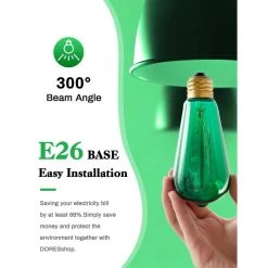 40-Watt Equivalent ST58 Green Dimmable E26 Vintage Edison Incandescent-Light Bulb for Halloween Christmas (8-Pack) by YANSUN 14 40-Watt Equivalent ST58 Green Dimmable E26 Vintage Edison Incandescent-Light Bulb for Halloween Christmas (8-Pack) by YANSUN -YANSUN Shop yansun colored light bulbs h ws005r58w40e26g 8 1f 1000