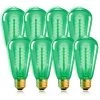 40-Watt Equivalent ST58 Green Dimmable E26 Vintage Edison Incandescent-Light Bulb for Halloween Christmas (8-Pack) by YANSUN