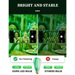 40-Watt Equivalent ST58 Green Dimmable E26 Vintage Edison Incandescent-Light Bulb for Halloween Christmas (8-Pack) by YANSUN 16 40-Watt Equivalent ST58 Green Dimmable E26 Vintage Edison Incandescent-Light Bulb for Halloween Christmas (8-Pack) by YANSUN -YANSUN Shop yansun colored light bulbs h ws005r58w40e26g 8 fa 1000