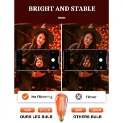40-Watt Equivalent ST58 Orange Dimmable E26 Vintage Edison Incandescent-Light Bulb for Halloween Christmas (8-Pack) by YANSUN -YANSUN Shop yansun colored light bulbs h ws005r58w40e26o 8 44 1000