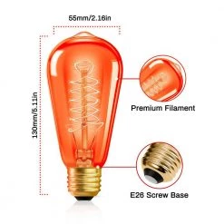 40-Watt Equivalent ST58 Orange Dimmable E26 Vintage Edison Incandescent-Light Bulb for Halloween Christmas (8-Pack) by YANSUN -YANSUN Shop yansun colored light bulbs h ws005r58w40e26o 8 4f 1000