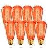 40-Watt Equivalent ST58 Orange Dimmable E26 Vintage Edison Incandescent-Light Bulb for Halloween Christmas (8-Pack) by YANSUN -YANSUN Shop yansun colored light bulbs h ws005r58w40e26o 8 64 1000