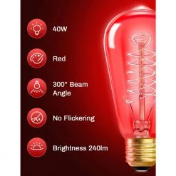 40-Watt Equivalent ST58 Red Dimmable E26 Vintage Edison Incandescent-Light Bulb for Halloween Christmas (4-Pack) by YANSUN -YANSUN Shop yansun colored light bulbs h ws005r58w40e26r 4 c3 1000