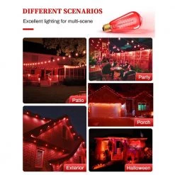 40-Watt Equivalent ST58 Red Dimmable E26 Vintage Edison Incandescent-Light Bulb for Halloween Christmas (4-Pack) by YANSUN -YANSUN Shop yansun colored light bulbs h ws005r58w40e26r 4 fa 1000