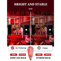 40-Watt Equivalent ST58 Red Dimmable E26 Vintage Edison Incandescent Light Bulb for Halloween Christmas (8-Pack) by YANSUN -YANSUN Shop yansun colored light bulbs h ws005r58w40e26r 8 44 1000