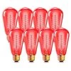40-Watt Equivalent ST58 Red Dimmable E26 Vintage Edison Incandescent Light Bulb for Halloween Christmas (8-Pack) by YANSUN 1 40-Watt Equivalent ST58 Red Dimmable E26 Vintage Edison Incandescent Light Bulb for Halloween Christmas (8-Pack) by YANSUN -YANSUN Shop yansun colored light bulbs h ws005r58w40e26r 8 64 1000