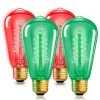 40-Watt Equivalent ST58 Red & Green Dimmable E26 Vintage Edison Incandescent-Light Bulb for Halloween Christmas (4-Pack) by YANSUN -YANSUN Shop yansun colored light bulbs h ws005r58w40e26rg 4 64 1000