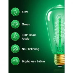 40-Watt Equivalent ST58 Red and Green Dimmable E26 Vintage Edison Light Bulb for Halloween Christmas (8-Pack) by YANSUN -YANSUN Shop yansun colored light bulbs h ws005r58w40e26rg 8 4f 1000
