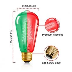 40-Watt Equivalent ST58 Red and Green Dimmable E26 Vintage Edison Light Bulb for Halloween Christmas (8-Pack) by YANSUN -YANSUN Shop yansun colored light bulbs h ws005r58w40e26rg 8 c3 1000