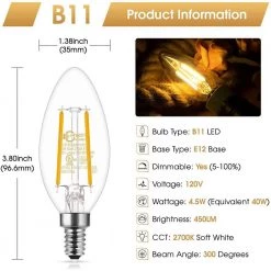 40-Watt Equivalent UL-Listed B11 Dimmable Edison LED Light Bulb Soft White 2700K (12-Pack) by YANSUN -YANSUN Shop yansun edison bulbs h fb00604dw8e26 4 n1 c3 1000