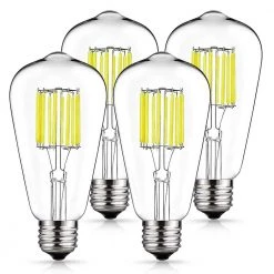 100-Watt Equivalent ST164 Clear Glass E26 Vintage Edison LED Light Bulb, Natural Daylight White (4-Pack) by YANSUN