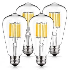 100-Watt Equivalent ST64 E26 Edison LED Light Bulb in Warm White 2700K (4-Pack) by YANSUN