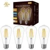 UL Listed 60-Watt Equivalent ST58 E26 Edison LED Light Bulb Warm White 2700K (4-Pack) by YANSUN