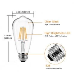 UL Listed 60-Watt Equivalent ST58 E26 Edison LED Light Bulb Warm White 2700K (4-Pack) by YANSUN -YANSUN Shop yansun edison bulbs h fb04004w6e26 4 c3 1000