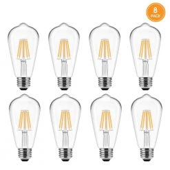 UL Listed 60-Watt Equivalent ST58 E26 Edison LED Light Bulb in Warm White 2700K (8-Pack) by YANSUN