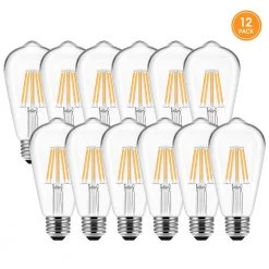 UL Listed 60-Watt Equivalent ST58 Edison LED Light Bulb, Warm White 2700K (12-Pack) by YANSUN