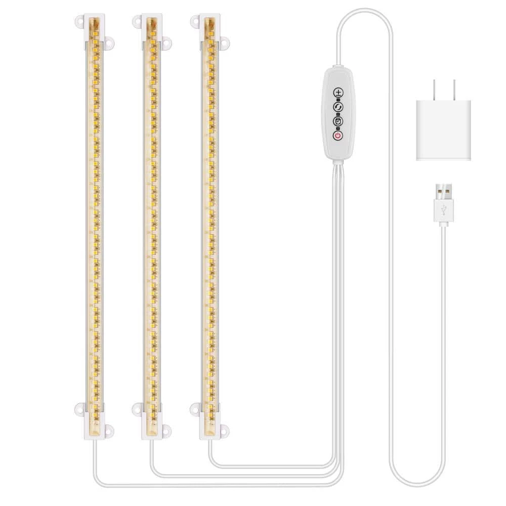 3-Light 20-Watt Plug-in Full Spectrum Indoor Integrated LED Grow Light Strips in Daylight(2-Pack) by YANSUN 3 3-Light 20-Watt Plug-in Full Spectrum Indoor Integrated LED Grow Light Strips in Daylight(2-Pack) by YANSUN