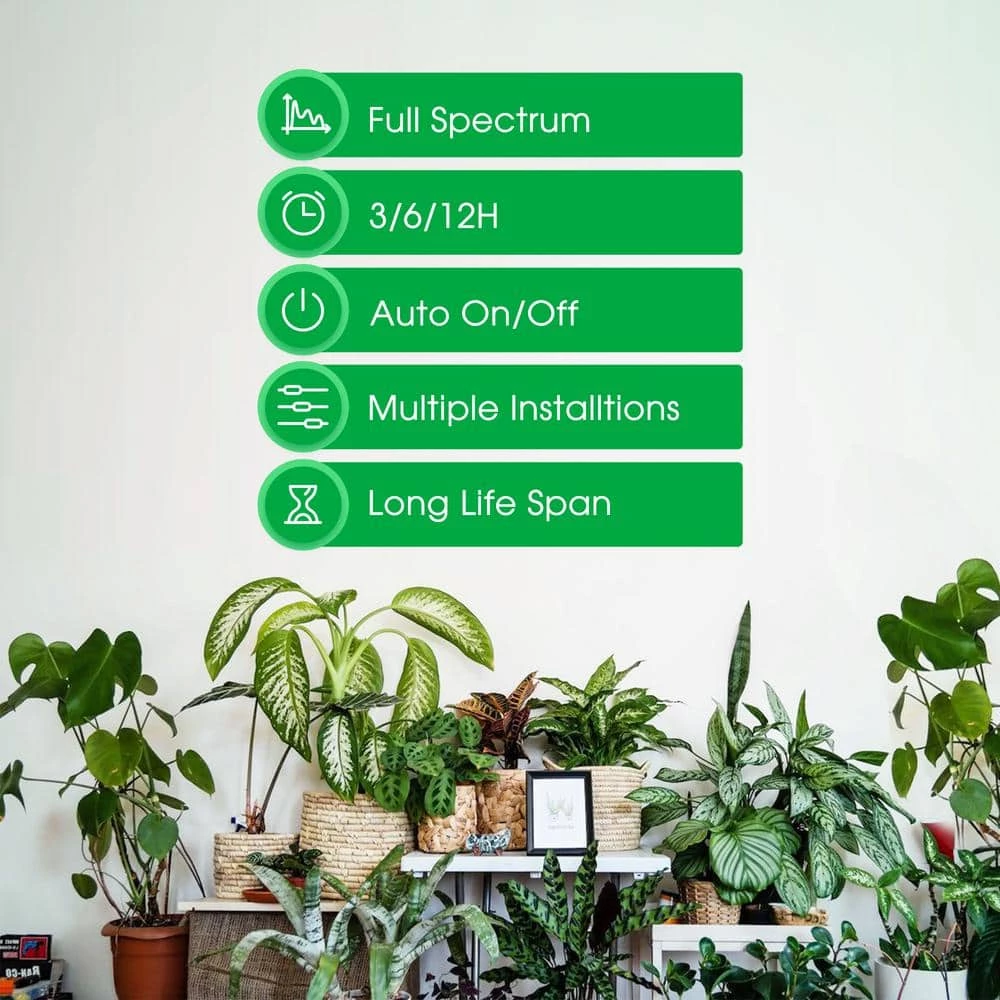 3-Light 20-Watt Plug-in Full Spectrum Indoor Integrated LED Grow Light Strips in Daylight(2-Pack) by YANSUN 9 3-Light 20-Watt Plug-in Full Spectrum Indoor Integrated LED Grow Light Strips in Daylight(2-Pack) by YANSUN - Image 7