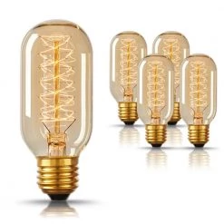 40-Watt T45 E26 Edison Dimmable Incandescent Light Bulb Warm White 2700K (4-Pack) by YANSUN