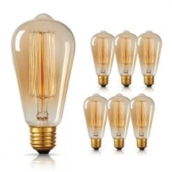60-Watt Equivalent ST64 Dimmable E26 Vintage Edison Incandescent Light Bulb 2700K (6-Pack) by YANSUN