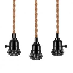3-Light Black Plug-In Hanging Pendant with ON/OFF Switch by YANSUN -YANSUN Shop yansun lamp sockets h dz101 1f 1000