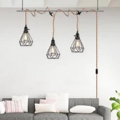 3-Light Black Plug-In Hanging Pendant with ON/OFF Switch by YANSUN -YANSUN Shop yansun lamp sockets h dz101 fa 1000