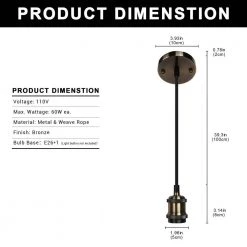 1-Light Black Vintage Hardwire Mini Pendant with Gold Socket (1-Pack) by YANSUN -YANSUN Shop yansun lamp sockets h dz102 4f 1000