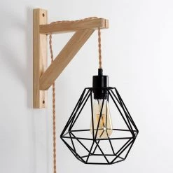 1-Light Vintage Gold Finish Plug-In Hanging Pendant with Hemp Rope and Black Socket (1-Pack) by YANSUN -YANSUN Shop yansun lamp sockets h ms01e26acn1 fa 1000