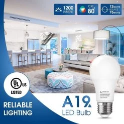 75-Watt Equivalence 12-Watt A19 E26 Base LED Light Bulb in 5000K Daylight White (8-Pack) by YANSUN -YANSUN Shop yansun led light bulbs h fzhe00402e26 6 4f 1000