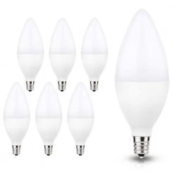 UL-Listed 60-Watt Equivalent 6W C11 LED Candle Light Bulb E12 Base in Daylight 5000K (6-Pack) by YANSUN