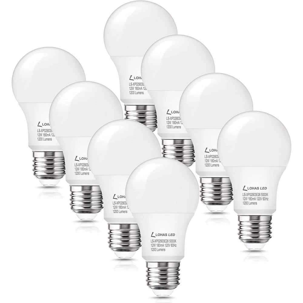 75-Watt Equivalence 12-Watt A19 E26 Base LED Light Bulb in 5000K Daylight White (8-Pack) by YANSUN 3 75-Watt Equivalence 12-Watt A19 E26 Base LED Light Bulb in 5000K Daylight White (8-Pack) by YANSUN