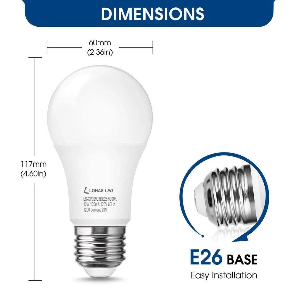 75-Watt Equivalence 12-Watt A19 E26 Base LED Light Bulb in 5000K Daylight White (8-Pack) by YANSUN 5 75-Watt Equivalence 12-Watt A19 E26 Base LED Light Bulb in 5000K Daylight White (8-Pack) by YANSUN - Image 3