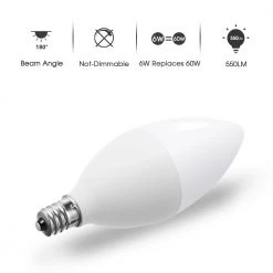 UL-Listed 60-Watt Equivalent 6W C11 Non-Dimmable LED Candle Light Bulb E12 Base in Daylight 5000K (6-Pack) by YANSUN -YANSUN Shop yansun led light bulbs h lz07003e12 6 4f 1000