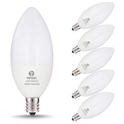 UL-Listed 60-Watt Equivalent 6W C11 Non-Dimmable LED Candle Light Bulb E12 Base in Daylight 5000K (6-Pack) by YANSUN