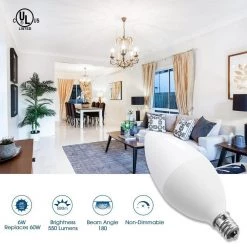 UL-Listed 60-Watt Equivalent 6W C11 Non-Dimmable LED Candle Light Bulb E12 Base in Daylight 5000K (6-Pack) by YANSUN 14 UL-Listed 60-Watt Equivalent 6W C11 Non-Dimmable LED Candle Light Bulb E12 Base in Daylight 5000K (6-Pack) by YANSUN -YANSUN Shop yansun led light bulbs h lz08603e12 5 1f 1000