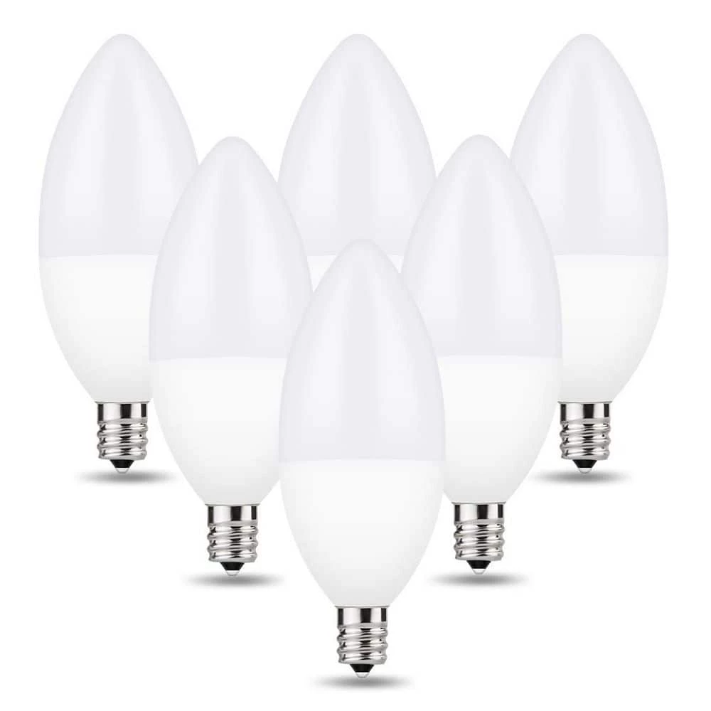 UL-Listed 60-Watt Equivalent 6W C11 Non-Dimmable LED Candle Light Bulb E12 Base in Daylight 5000K (6-Pack) by YANSUN 3 UL-Listed 60-Watt Equivalent 6W C11 Non-Dimmable LED Candle Light Bulb E12 Base in Daylight 5000K (6-Pack) by YANSUN