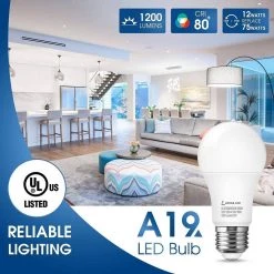 75-Watt Equivalence 12-Watt A19 E26 Base LED Light Bulb in 5000K Daylight White (8-Pack) by YANSUN -YANSUN Shop yansun led light bulbs h xp06602gu24 2 4f 1000