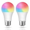 60-Watt Equivalent 8W Dimmable LED Smart Light Bulb E26 Base in RGB & Tunable White (2-Pack) by YANSUN